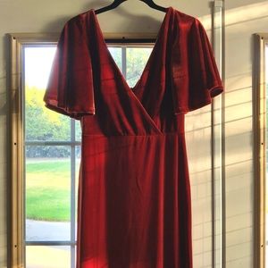 Deep orange velvet maxi formal dress